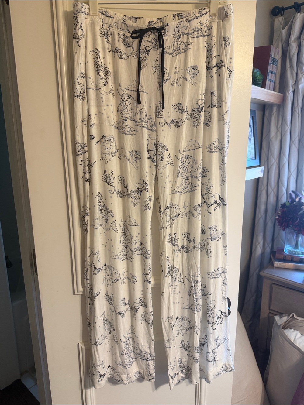 Soma Cream Pajama Pants with Black Nautical Print